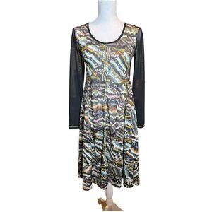 NWT Sun Light mesh knee-length dress Multicolor. Medium
